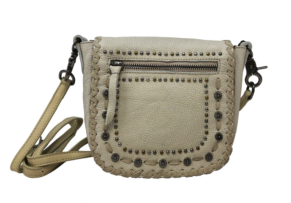 Concho Crossbody Purse in beige