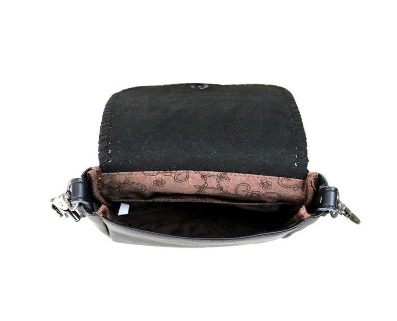 Concho Crossbody Purse in black inner compartment