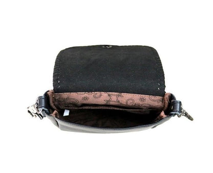 Concho Crossbody Purse in black inner compartment