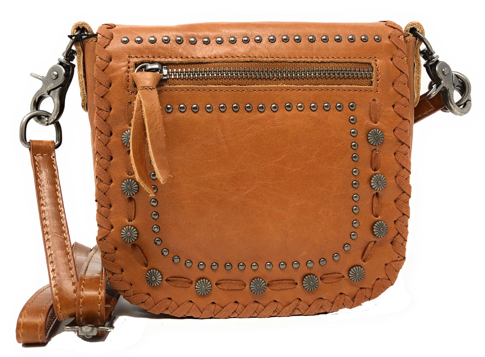Concho Crossbody Purse Front Brown