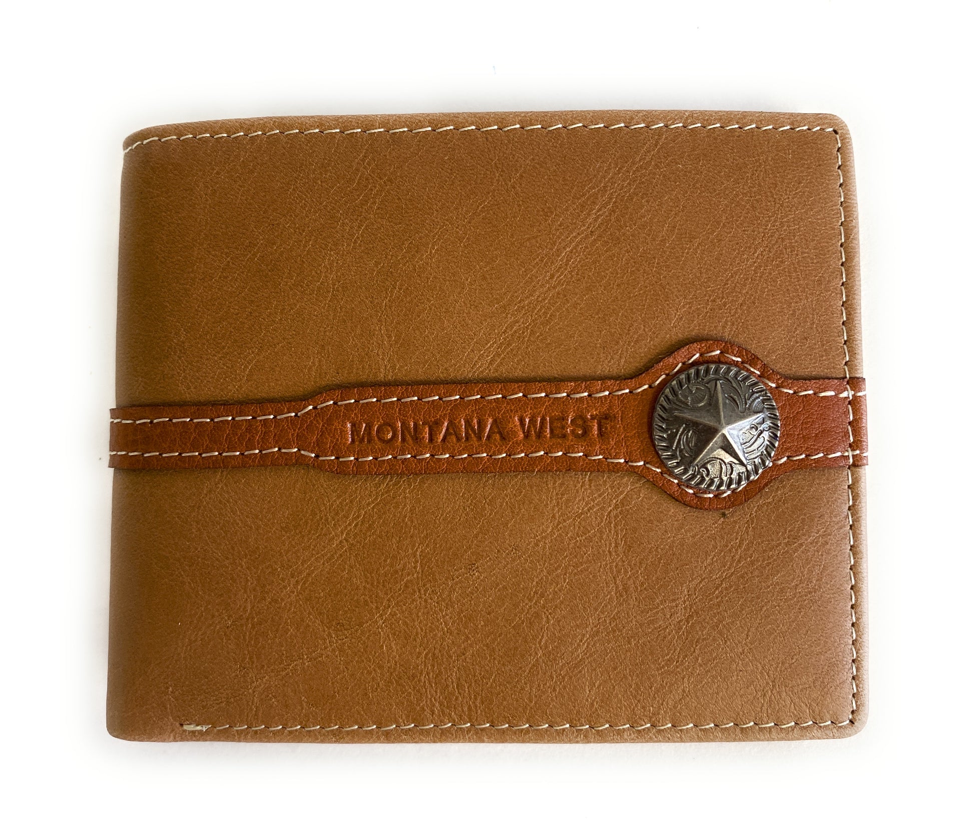 Montana West Lonestar Concho Bi-fold Wallet Brown