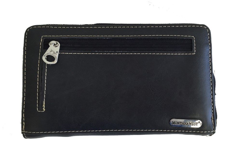 Black Western Tooled Leather wallet back 