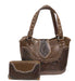 Concealed Carry Western Tooled Leather Purse and Wallet - Coffee