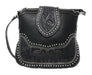 Montana West Concealed Carry Western Tooled Leather Crossbody Purse and Wallet - Black