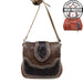 Montana West Concealed Carry Western Tooled Leather Crossbody Purse - Coffee Front