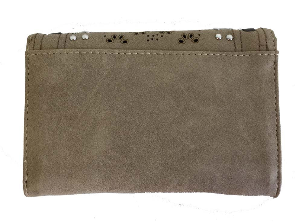 Montana West ladies wallet with daisy cutouts - tan