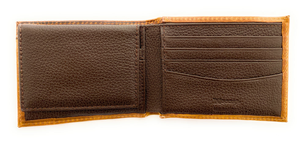 Nocona Mens Medium Brown Bifold Style Inner Pockets Wallet Boot Stitch 
