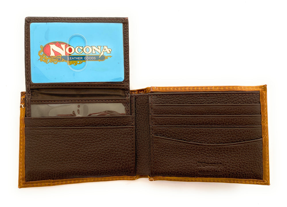 Nocona Mens Medium Brown Bifold Style Wallet Boot Stitch Inner Pcokets