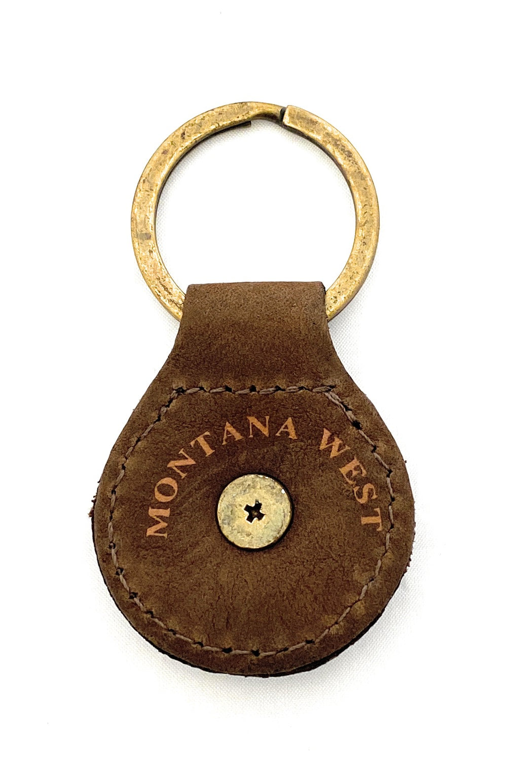 Montana West Real Leather Key Chain - Engraved Berry Concho Coffee