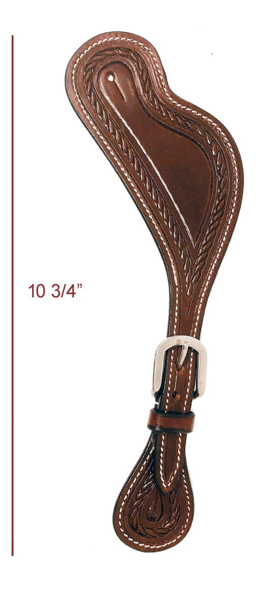 Tooled Rope Boarder Spur Straps Size