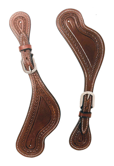Tooled Rope Boarder Spur Straps