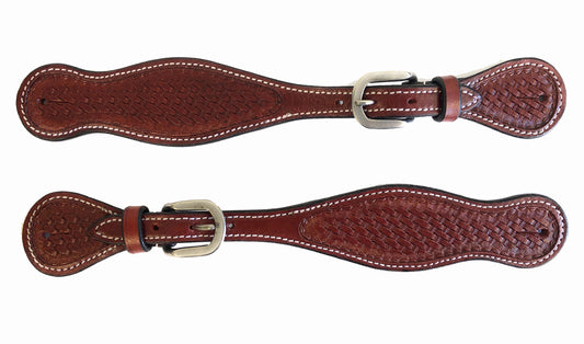 Basket Weave Spur Straps Chestnut