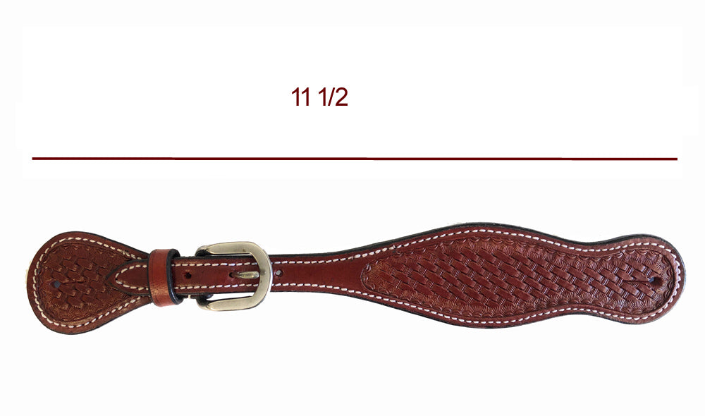 genuine leather western style narrow shaped spur strap in chestnut color